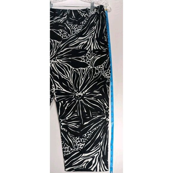 Talbots Black White Floral High Rise Wide Leg Stretch Capri Pant Womens 14 - Picture 5 of 9